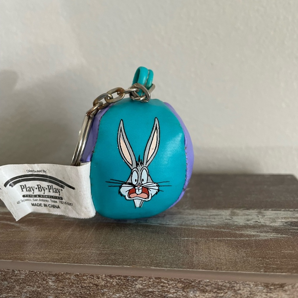Vintage 1999 Bugs Bunny Teal and Purple bean bag Keychain